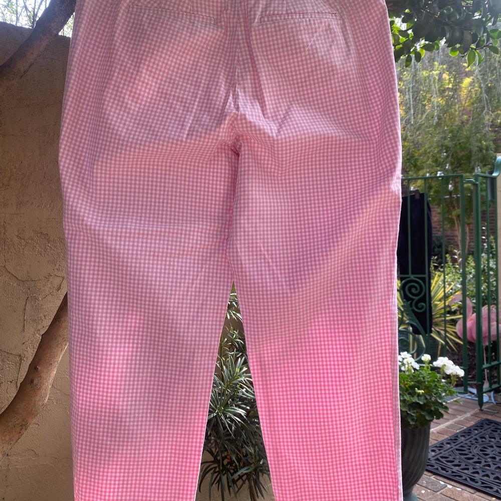 TALBOTS PINK AND WHITE CHECK PANTS